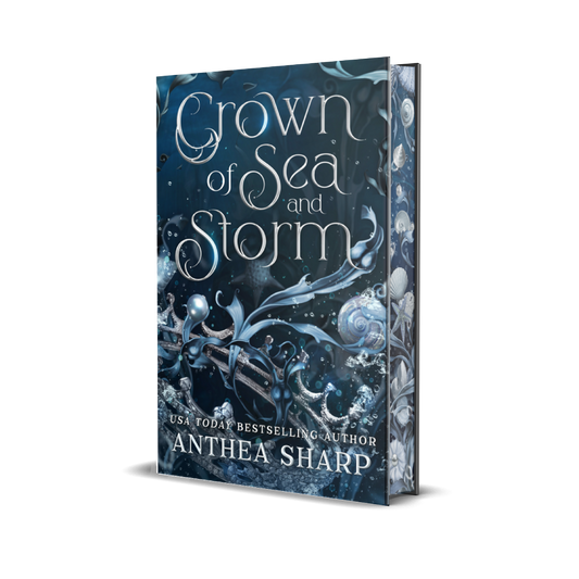 Special Edition hardcover of 'Crown of Sea and Storm' by Anthea Sharp on a white background